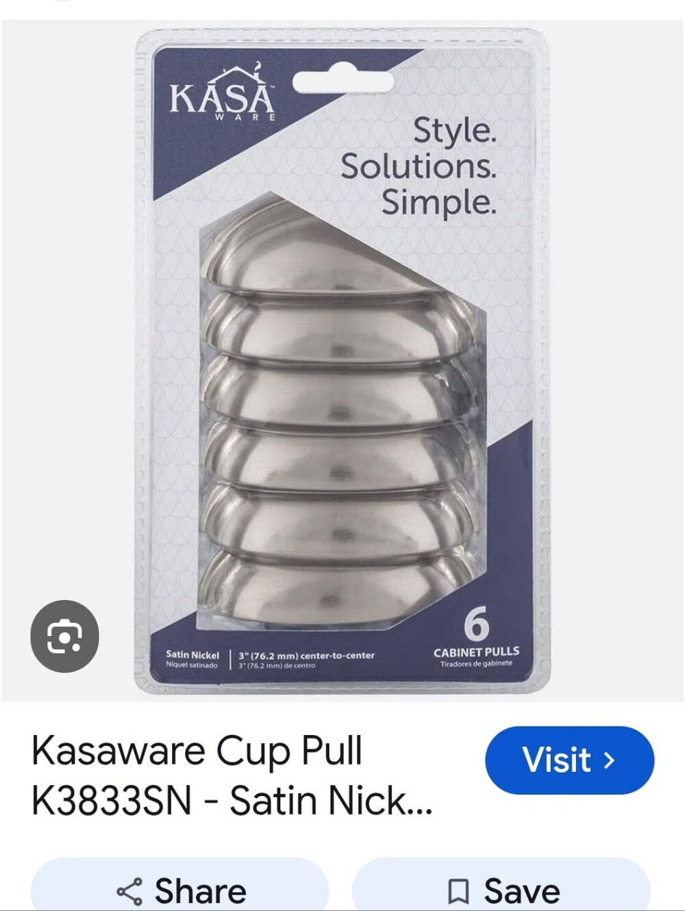 2 New Pkg. 6 Satin Nickel Farmhouse Cabinet/drawe Pulls